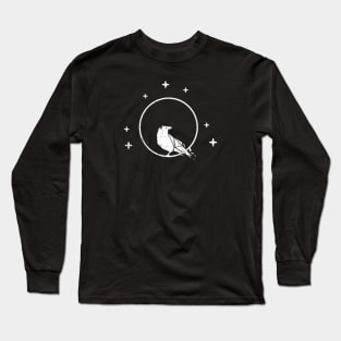 Geometric Blackbird Moon and Stars Bird Night Space Long Sleeve T-Shirt